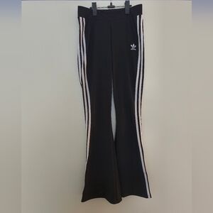 Adidas Flared Track Pants Black with White Stripes